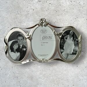 Green Tree Gallery Silver Color Wedding Photo Frame 3 Openings 5x7 4x6